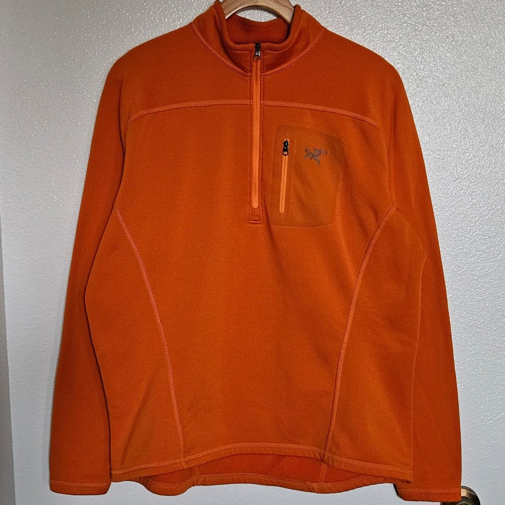 Arcteryx Rho AR Zip Neck Fleece Pullover Orange Mens